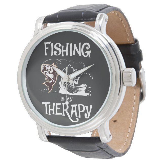 Dunkelgraue Fischerei ist mein Therapieruderboot Armbanduhr (Schrägansicht)