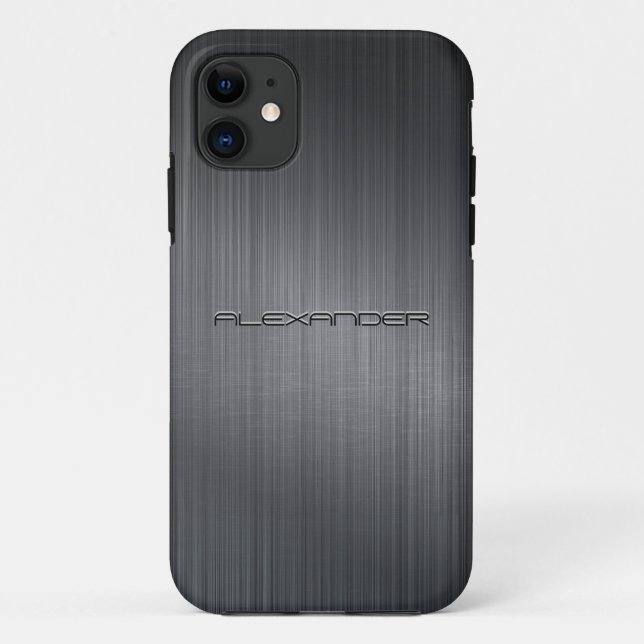 Dunkelgraue, gebürstete Aluminum-Metal-Look-Monogr Case-Mate iPhone Hülle (Rückseite)