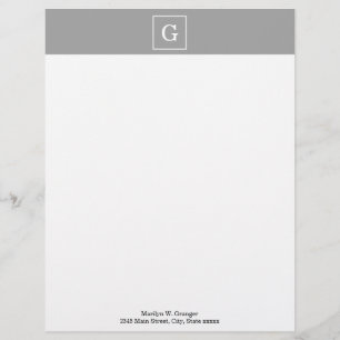 Dunkelgraue Gerahmte Anfangsmonogramm Briefkopf