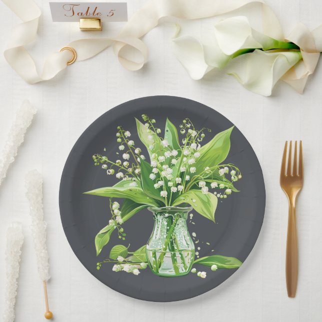 Dunkelgraue grüne Lilie der Taldusche Pappteller (Hochzeit)