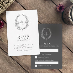 Dunkelgraue handgezeichnete Mono-UAWG RSVP Karte