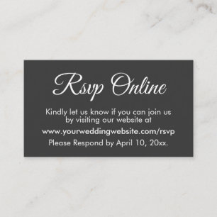 Dunkelgraue Hochzeit RSVP Online Elegant Einfach Begleitkarte