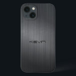 Dunkelgraue Imitate aus gebürstetem Aluminium Hint Case-Mate iPhone Hülle<br><div class="desc">Bild eines dunkelgrauen Imitats gebürstet Aluminium metallisch aussehen. Individuelle Name Monogramm.</div>