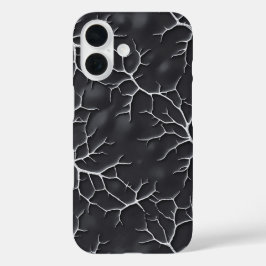 Dunkelgraue iPhone-Hülle mit Ast-Textur iPhone 16 Hülle