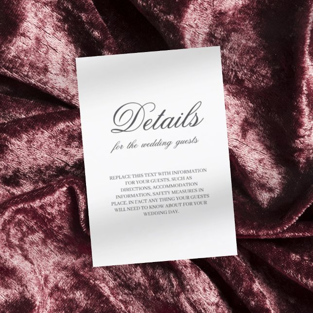 Dunkelgraue, minimalistische Schriftart-Hochzeit Begleitkarte (Von Creator hochgeladen)