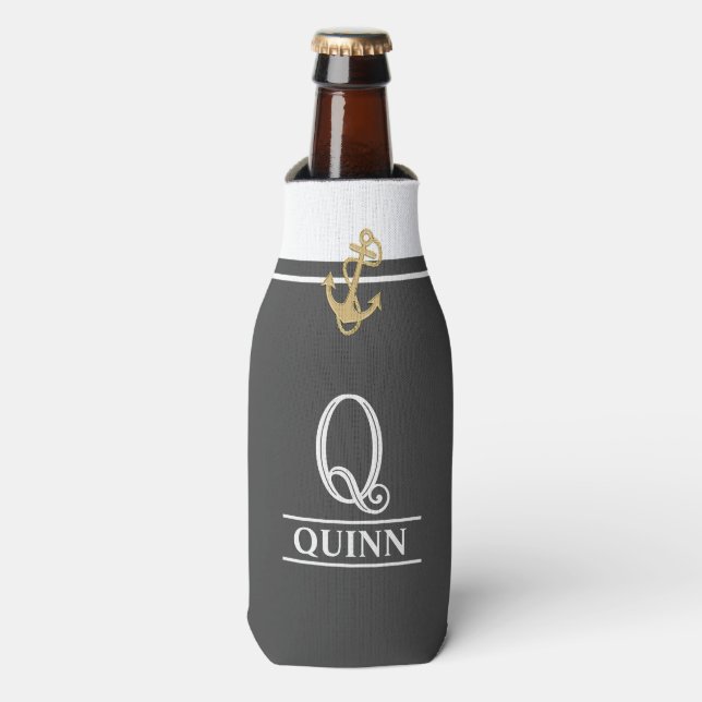 Dunkelgraue Mit Monogramm Flasche Cooler Flaschenkühler (Flaschenvorderseite)