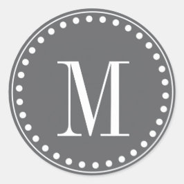Dunkelgraue Monogramm-Aufkleber Runder Aufkleber