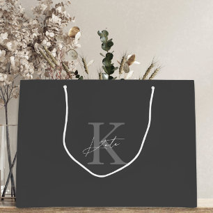 Dunkelgraue Monogramm Brautjungfer Einladung Gesch Große Geschenktüte