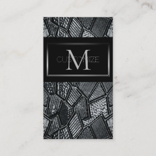 Dunkelgraue Mosaikglas-Monogramm-Visitenkarte 4 Visitenkarte