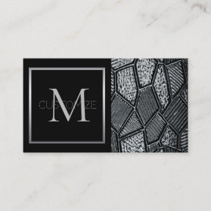 Dunkelgraue Mosaikglas-Monogramm-Visitenkarte 5 Visitenkarte