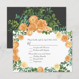 Dunkelgraue Peach Wedding Modern Floral Einladung