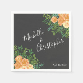 Dunkelgraue Peach Wedding Modern Floral Serviette