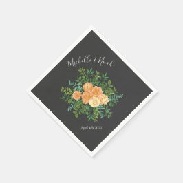 Dunkelgraue Peach Wedding Modern Floral Serviette