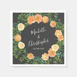 Dunkelgraue Peach Wedding Modern Floral Serviette