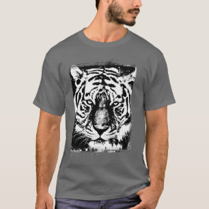 Dunkelgraue Pop Art Tiger Kopfvorlage T-Shirt