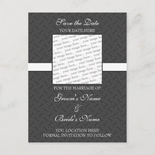 Dunkelgraue Save the Date Postkarte