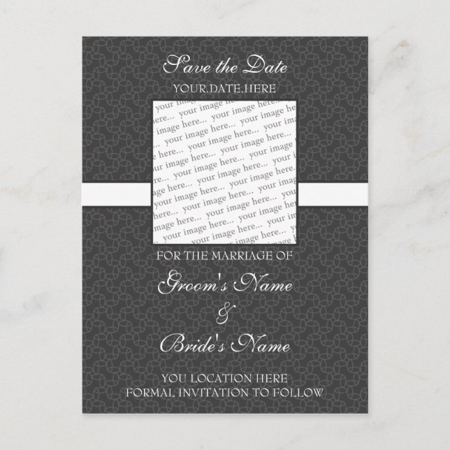Dunkelgraue Save the Date Postkarte (Vorderseite)