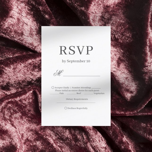 Dunkelgraue schick minimalistische elegante Hochze RSVP Karte (Von Creator hochgeladen)