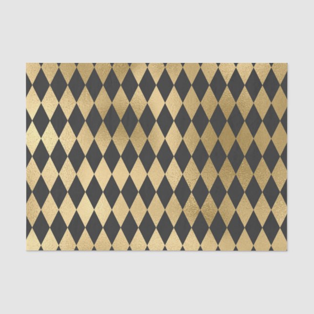 Dunkelgraue schwarze Harlequin Geometrische Rhombu Seidenpapier (Vorderseite)
