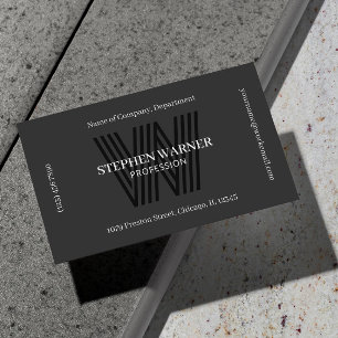 Dunkelgraue schwarze Typografie Monogramm einseiti Visitenkarte