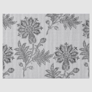 Dunkelgraue Stencil-Blume auf White Decoupage Seidenpapier