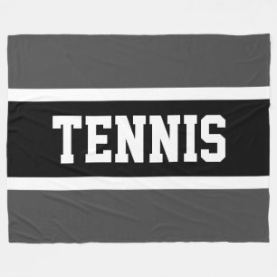 Dunkelgraue Streifen TENNIS Text Fleecedecke