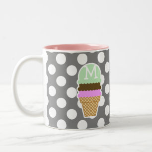 Dunkelgraue Tupfen; Eistüte Zweifarbige Tasse
