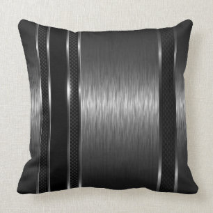 Dunkelgraue und schwarze Metallbürste aus Aluminiu Kissen