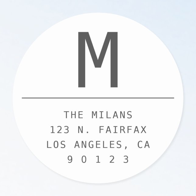 Dunkelgraue und weiße Rücksendeadresse Runder Aufkleber (Von Creator hochgeladen)