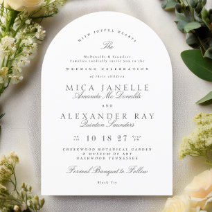 Dunkelgraue Weiße Elegante Kalligrafie Formbogen Einladung