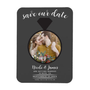 Dunkelgrauer Ehering Foto Save-the-Date Magnet