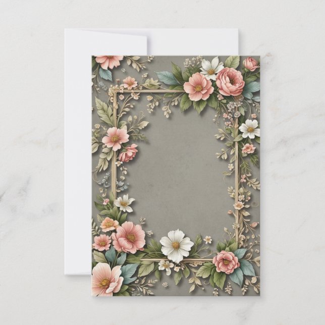 Dunkelgrauer Hintergrund Bouquet von Blume Hochzei Einladung (Vorderseite)