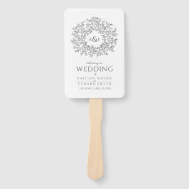 Dunkelgrauer Kreis Blätter Monogramm Hochzeitsprog Fächer