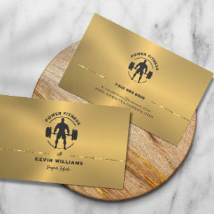 Dunkelgrauer Power Fitness goldener Hintergrund Visitenkarte