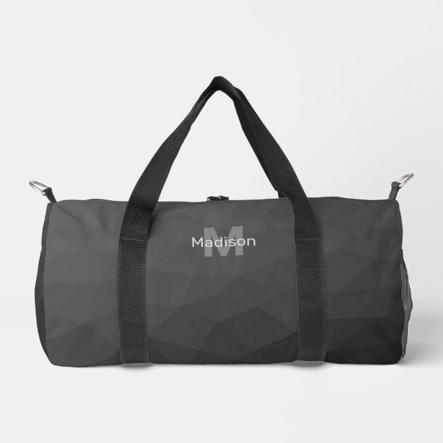 Dunkelgraues geometrisches Maschenmuster Monogram Duffle Bag (Vorderseite)