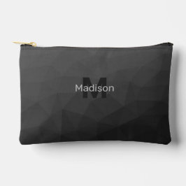 Dunkelgraues geometrisches Maschenmuster Monogram Zubehörtasche
