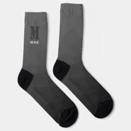Dunkelgraues geometrisches Maschenmuster Monogramm Socken