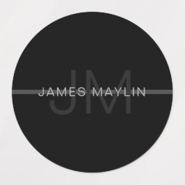 Dunkelgraues Monogramm, Name und geometrischer Str Etiketten