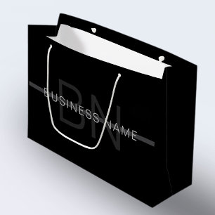 Dunkelgraues Monogramm, Name und geometrischer Str Große Geschenktüte