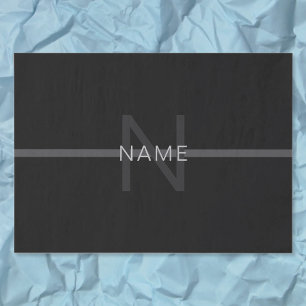 Dunkelgraues Monogramm, Name und geometrischer Str Seidenpapier