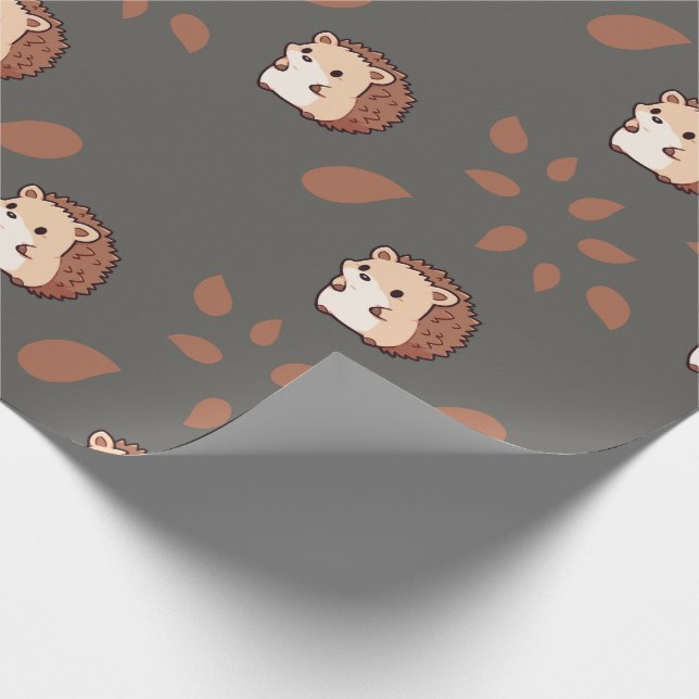 Dunkelgraues, nahtloses Wrapping-Papier mit Igeln Geschenkpapier (Ecke)
