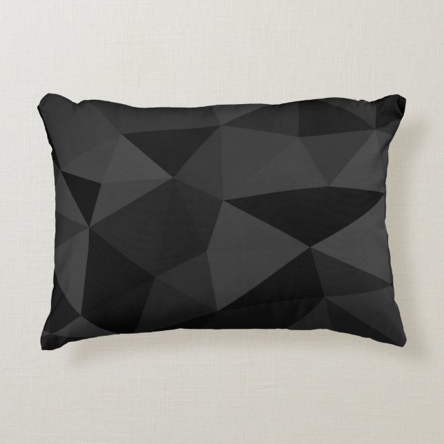 Dunkelgraues und schwarzes geometrisches Maschenmu Dekokissen (Vorderseite)