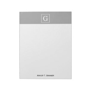 Dunkelgraues weiß gerahmtes Initialen-Monogramm Notizblock