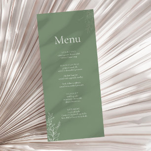 Dunkelgrün-botanisches Hochzeitsmenü Menükarte