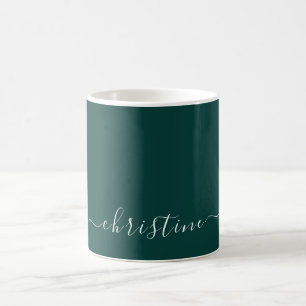 Dunkelgrün C21 Weiß Minimalistisch Moderne Name Be Kaffeetasse