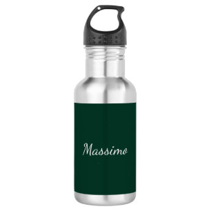 Dunkelgrün Elegant Casual Eigener Name Handschrift Edelstahlflasche