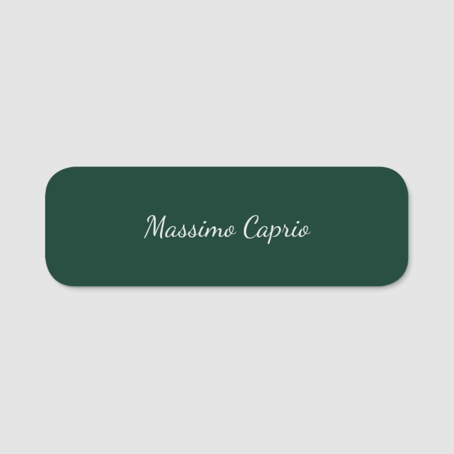 Dunkelgrün Elegant Casual Eigener Name Handschrift Namensschild (Vorderseite)