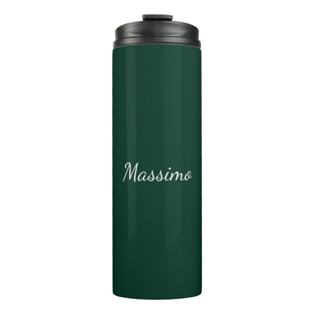 Dunkelgrün Elegant Casual Eigener Name Handschrift Thermosbecher (Vorderseite)