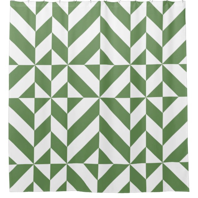 Dunkelgrün geometrisches Kubikmuster Duschvorhang (Vorderseite)