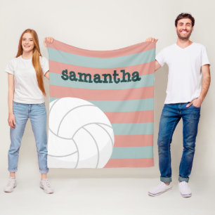 Dunkelgrün & Melon Pink Riesenvolleyball gestreift Fleecedecke